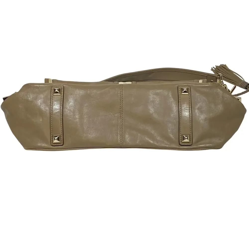 L.A.M.B. Gwen Stefani Messenger Shoulder Bag Y2K Tan Cream Leather Satchel Purse